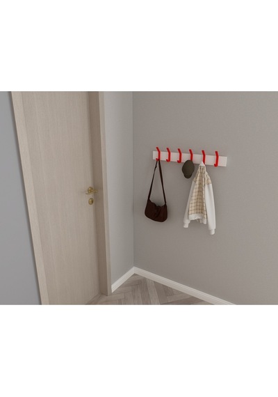 Hepsi3boyutlu Modern Duvar & Kapı Kanca Askılık - 6 Adet Kırmızı Kanca Askılık - Model No : 1 Kırmızı