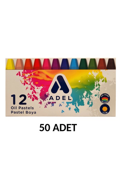 Adel 50 Adet 12 Renk Pastel Boya 12li