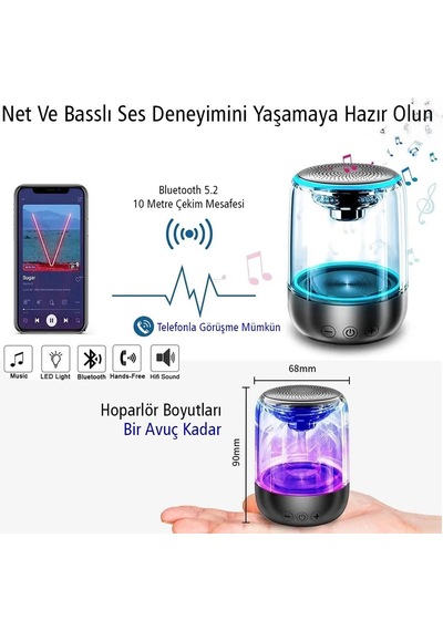 Magicvoice Mv-24695 600 Mah Taşınabilir Rgb Mikrofonlu Aux/tf/bluetooth 3 Watt Hoparlör