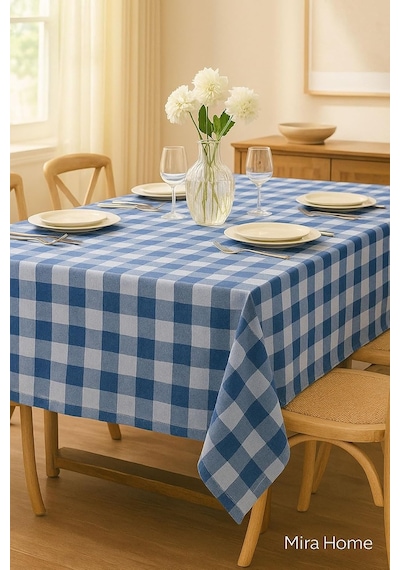 Mira Home Kareli Masa Örtüsü Sofra Bezi 160x220 Cm Rustik Çok Renkli
