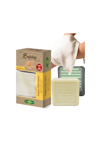 Phytoflora Buğday Özlü Sabun 125 G + Sabunluk + Kese