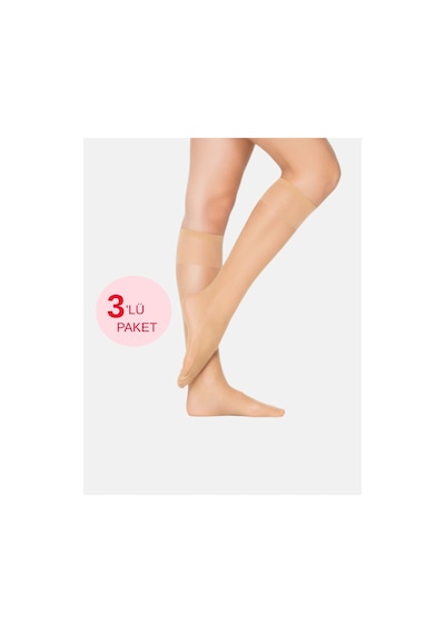 Alya Underwear Kadın Parlak Diz Altı Çorap 15 Denye, İnce Fit - 3'lü Paket Ten 57 3'lü