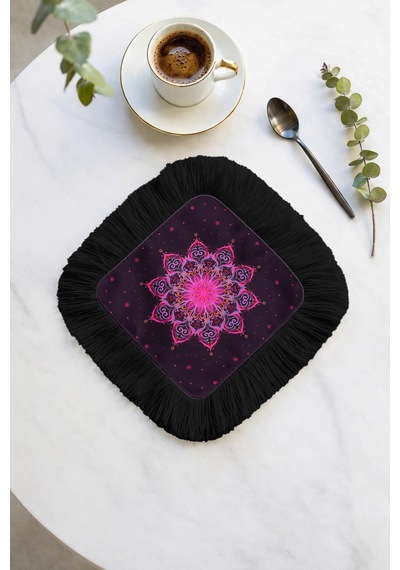 Mandala Motifli Saçaklı Dekor Peçetesi - Bohem Enerjik Mor Siyah Püsküllü Bardak Altlığı Mendil Okyanus Koyu Taba Mandala Motifli Saçaklı Dekor Peçetesi - Bohem Enerjik Mor Siyah Püsküllü Bardak Altlığı Mendil Okyanus Koyu Taba
