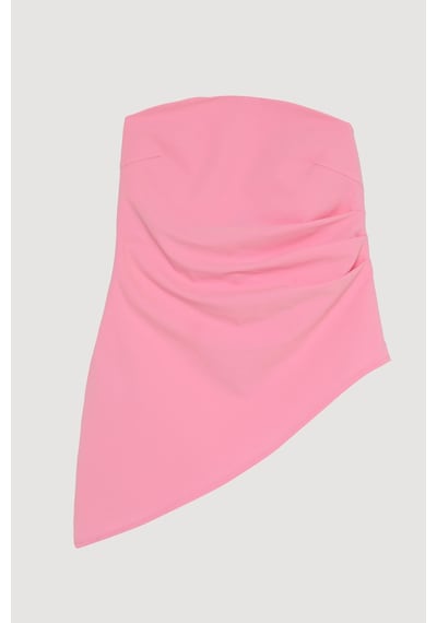 Quzu 25yblz00020 Kadın Volanlı Straplez Bluz Pembe