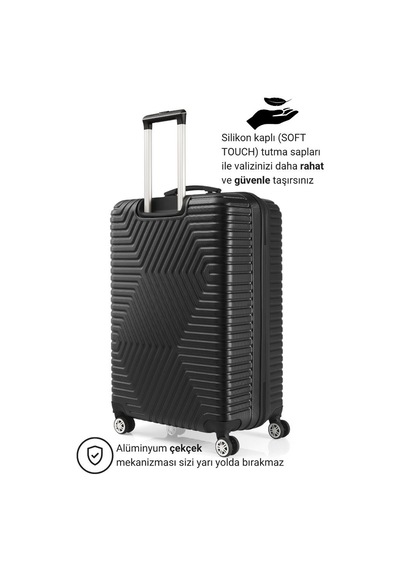 G&d Polo Suitcase Abs Orta Ve Büyük Boy Siyah 2'li Valiz Seti 600.01-b Siyah