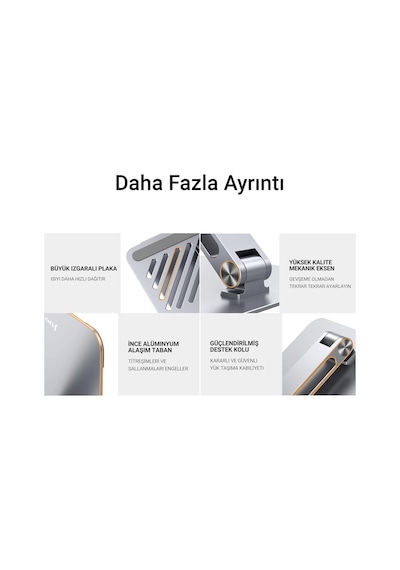 Juo Alüminyum Notebook Standı Yükseklik Ve Eğim Ayarlı Ergonomik Metal Laptop Standı