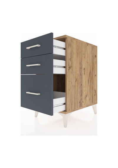 Kronos Komodin 3 Çekmeceli 44x59x80 Çam-antrasit Atlas Çam