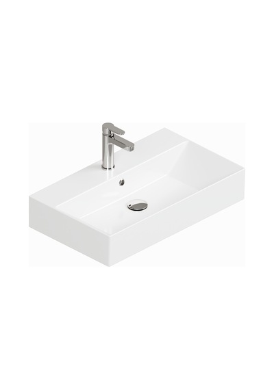 Isvea Sistema Z Tezgah Üstü Kare Lavabo 70x42 cm Slim Batarya Delikli Beyaz 10SF50070