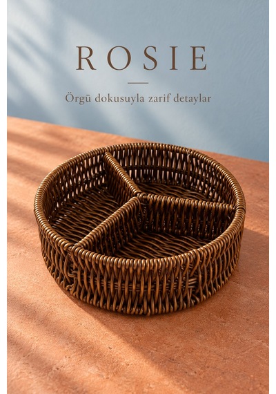 Rosıe 3 Bölmeli Hasır Görünümlü Çerezlik 19 Cm Karışık