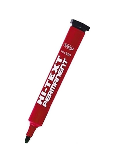 Kırmızı Yuvarlak Uçlu Markör Permanent Kalem 6 Adet Hı-text Marker Mürekkep Kırmızı 30 Ml 1 Adet Brons Koli Kalemi
