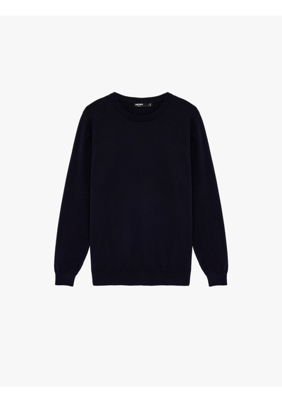 Koton Regular Fit Uzun Kollu Bisiklet Yaka Basic Triko Kazak Lacivert 6sam70009ht