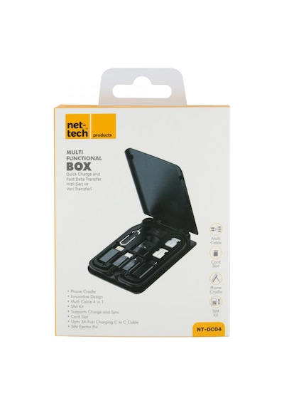 Nettech NT-DC04 Usb To Micro + Lightning + Type-C Şarj ve Data Kablosu 20 CM Siyah