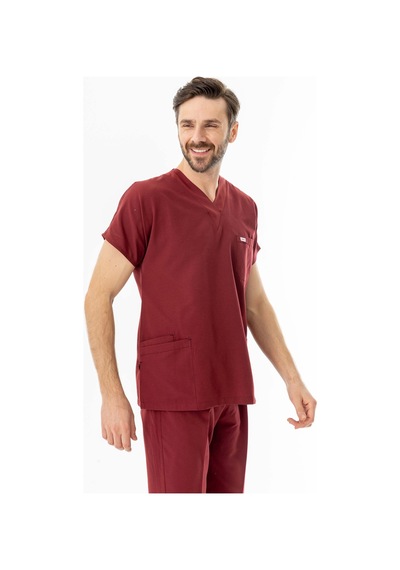 Terikoton Yarasa Kol Doktor Hemşire Forması Alt Üst Takım Bordo Tyrs0003 Bordo