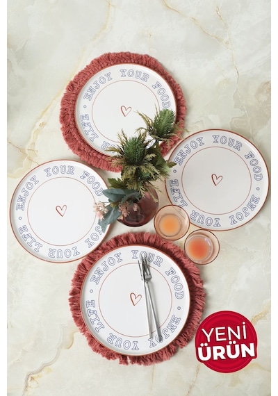 Keramika Enjoy Your Food Nordic Servis Tabağı 28 Cm 4 Adet 22973 Çok Renkli