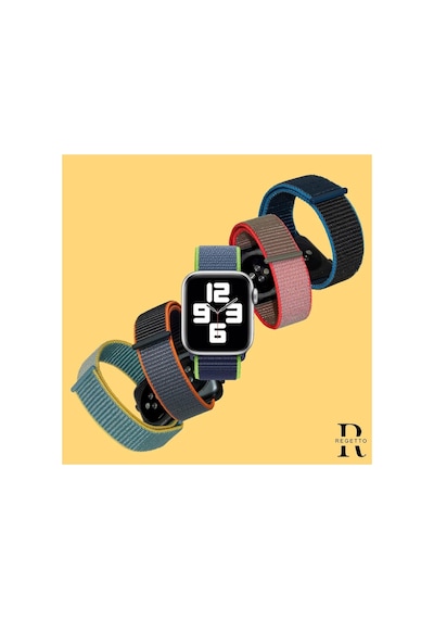 Apple Watch Uyumlu8 45mm Kordon Hasırlı Kumaş Turuncu