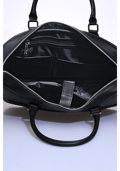 Fossil Unisex Vegan Deri Laptop Bölmeli 15,6 İnç Dik Fermuarlı Evrak Çantası Siyah Siyah