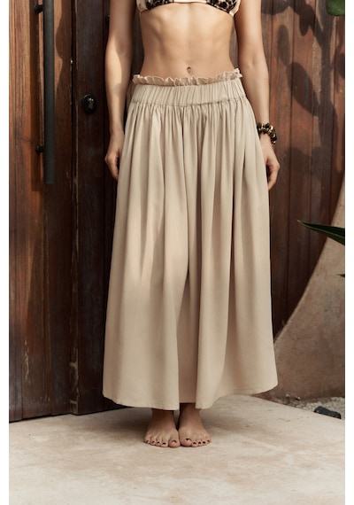 Mai Collection Mai Studios Co. Aninas Lastik Bel Detay Bej Midi Etek Bej