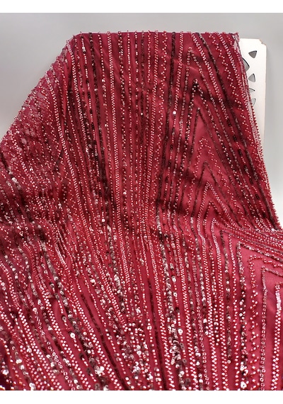 Taşlı Abiyelik Kumaş Bordo