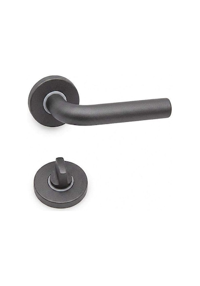Sese Seda Modeli Yuvarlak Rozetli Wc Kapı Kolu Antrasit 200-236r-02-54