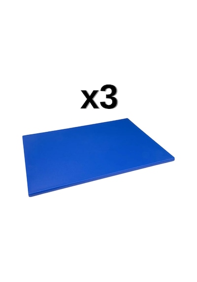 3'lü Türkay 60x40x2 Cm Polietilen Kesme Tahtası Kesim Levhası Mavi 4757