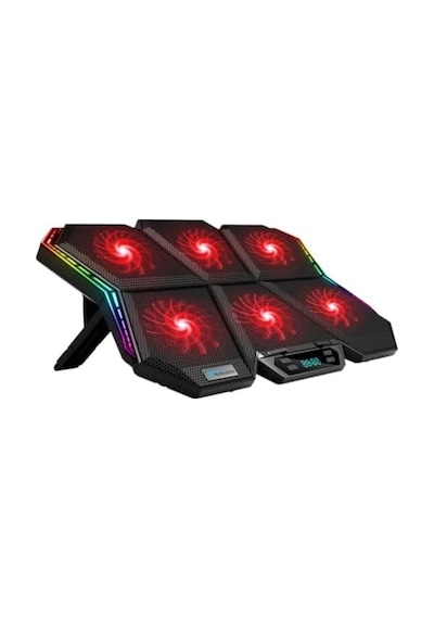 Led Işıklı Ayarlanabilir 7 Kademeli Stand 6 Fanlı Göstergeli Notebook Laptop Soğutucu Turbo Fan