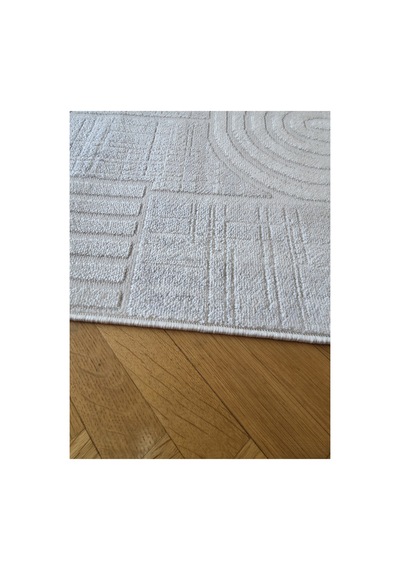 Badelya Home London 004 Krem Gri Bambu Akrilik Yumuşak Modern Özel Kesim Salon Koridor Halısı 004-krem/gri