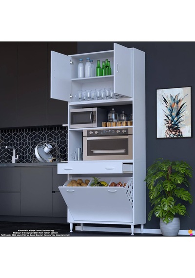 Modilayn Ece Fırın Bölmeli Kapaklı Çekmeceli Sepetli Çok Amaçlı Mutfak Dolabı 100 Cm Beyaz Modilayn Ece Fırın Bölmeli Kapaklı Çekmeceli Sepetli Çok Amaçlı Mutfak Dolabı 100 Cm Beyaz