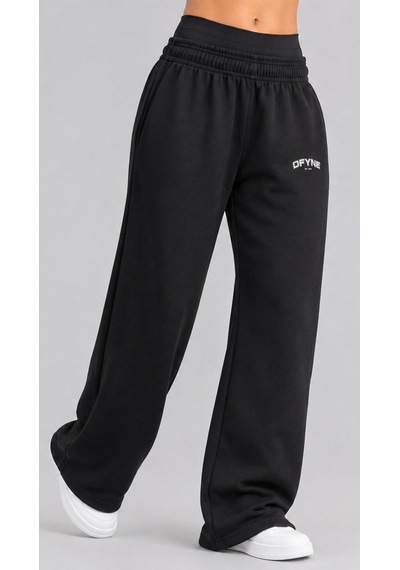 Dfyne Regular Kadın Siyah Bol Paça Oversize Eşofman Altı