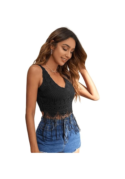 Fashion Cocktail Püsküllü Saçaklı Kalın Askılı Astarsız Egzotik Sahil Bohem Dantel Bluz Siyah Siyah Fashion Cocktail Püsküllü Saçaklı Kalın Askılı Astarsız Egzotik Sahil Bohem Dantel Bluz Siyah Siyah