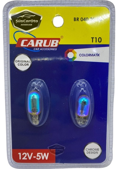 Carub Diadem Ampul Krom Amber Park Ampulü T10 Wy5w 12v Turuncu Işık Colormatik 2'li Takım 00 Şüscaroto Aksesuar