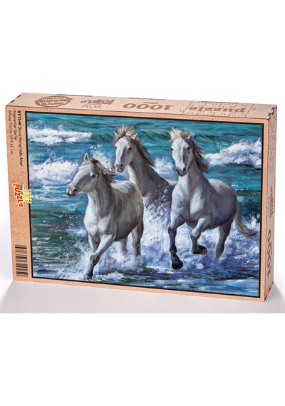 King Of Puzzle Deniz Kenarında Atlar Ahşap Puzzle 1000 Parça