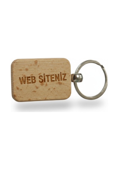 Kişiye Özel Mini Dikgörtgen Ahşap Anahtarlık Web Sitesi Yazılı Lazer Gravür Anahtarlık Kurumsal Promosyon & Özel Tasarım