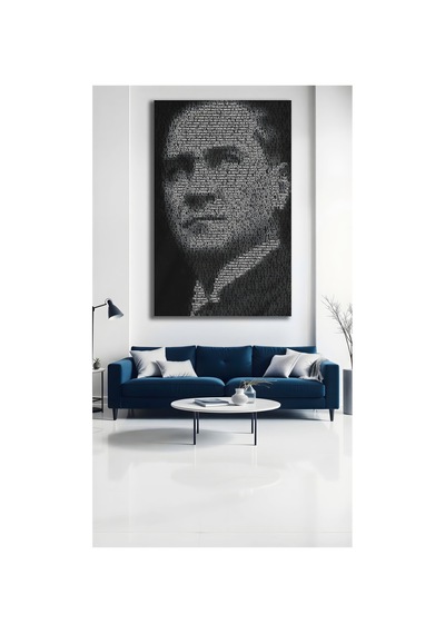 Atatürk Silüet Siyah Zemin Cam Tablo Dekoratif Duvar Tablosu Solmayan Canlı Renkler Mutfak Ve Yemek Alanı Doğum Günü Hediyesi
