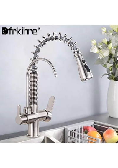 Mutfak Eviye Bataryası Dual Flow Su Arıtma Çıkışlı+Fiskiye+Nikel