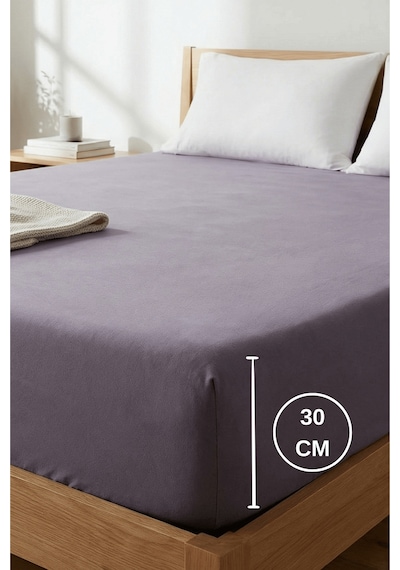 %100 Pamuklu Penye Lastikli Çarşaf Tek/çift Kişilik Fitted Jersey 30 Cm Köşe Yüksekliği Mürdüm