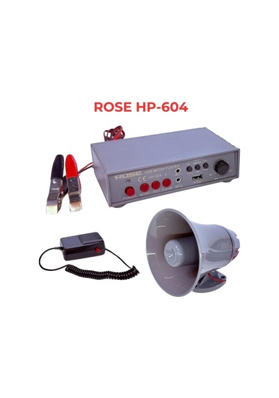 Rose Hp-604 Pazarcı Anfi Seti-mıknatıslı Horn-kablolu Mikrofonlu-ses Kayıtlı-bluetooth/sd Card/usb