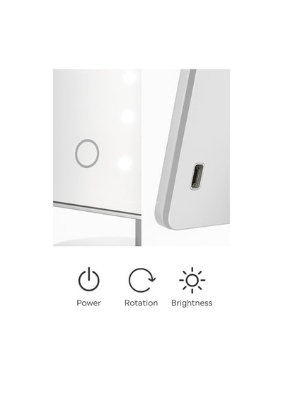 Ayrex Busstier Led Işıklı Makyaj Aynası Dokunmatik 3 Işık Modlu Ayarlanabilir Oynar Başlıklı Masa Üstü Ayna B