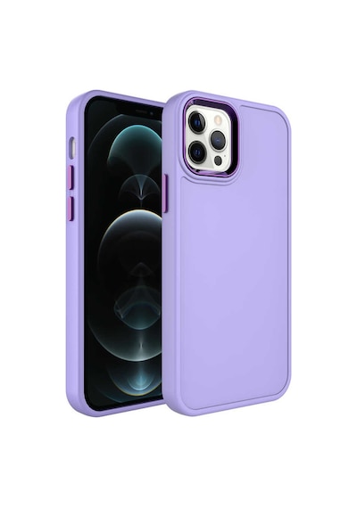 Apple Uyumlu iPhone 14 Pro Metal Çerçeve Ve Buton Tasarımlı Sert Zore Botox Kılıf-lila Lila