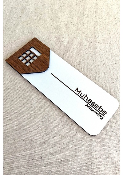 Muhasebe Kapı Tabelası Mdf Ofis Oda İsimliği 19x7 Cm Çift Katmanlı