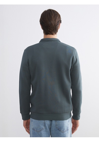 Lcwaıkıkı Classic Yeşil Dik Yaka Uzun Kollu Erkek Kalın Sweatshirt