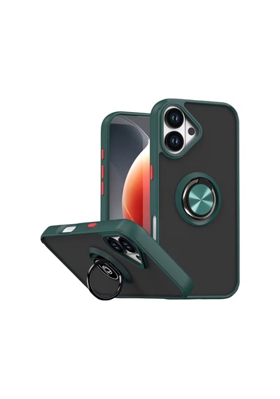 Apple Uyumlu iPhone 17 Uyumlu Montreal Yüzüklü Silikon Kapak - Yeşil