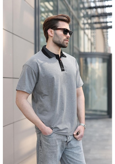 Madmext Antrasit Polo Yaka Erkek T-shirt E7147