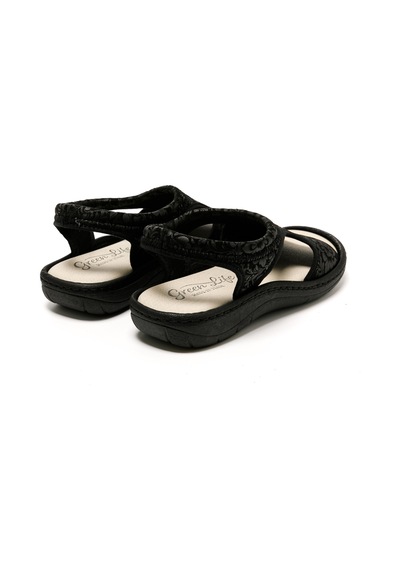 Sandalet Kadın 5364 Green Life Stretch Women's Footwear Black Siyah