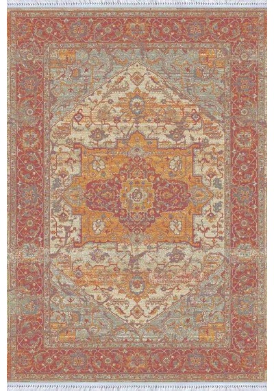 Pembe Klasik Göbekli Dokuma Pamuk Taban Kaymaz Kilim Klm146n11
