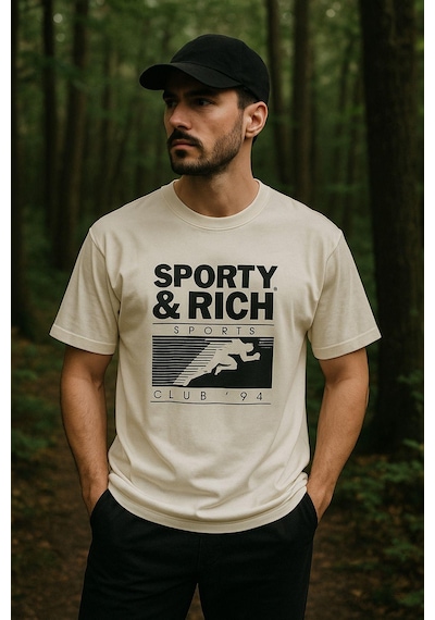 Rich Erkek Basic T-shirt Oversize Rahat Kalıp %100 Pamuk Bisiklet Yaka Kısa Kollu Tişört Bej