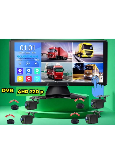 Dvr Ekran Ve 4 Ad. Ahd 720p Nesne Tanıma Sesli İkazlı Kamera Seti