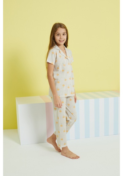 Siyah İnci Örme Düğmeli Pijama Takım 24108019 Çok Renkli