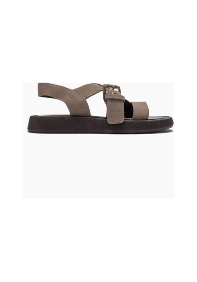 Luvishoes Rıven Vizon Süet Hakiki Deri Tokalı Kadın Sandalet