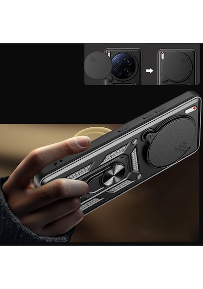 Tecno Camon 40 Premier 5g Kılıf Magnetik Standlı Sürgülü Kamera Korumalı Tpu Tank Kapak