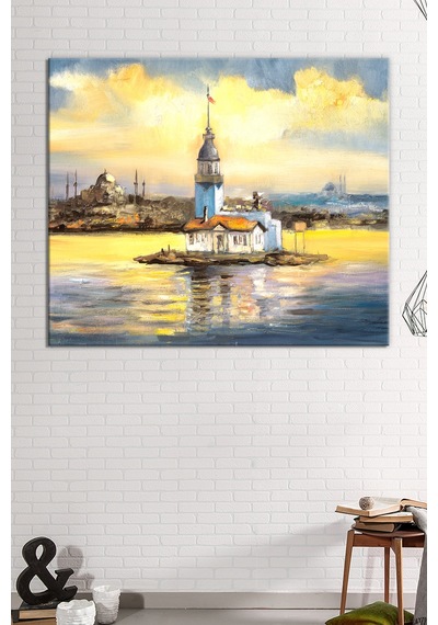 Kız Kulesi İstanbul Günbatımı Dekoratif Kanvas Tablo (6 Farklı Ölçü) 120 x 100